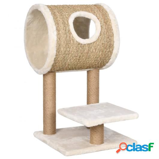 Árbol para gatos con túnel y poste rascador hierba marina