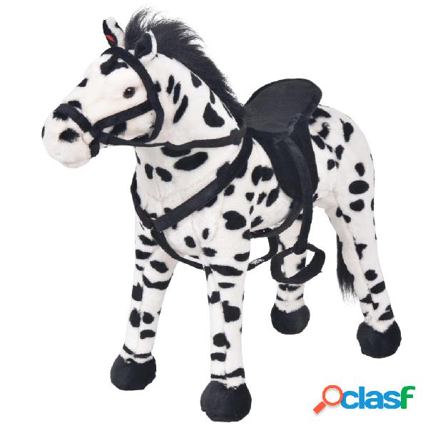 vidaXL Caballo de peluche de pie negro y blanco XXL