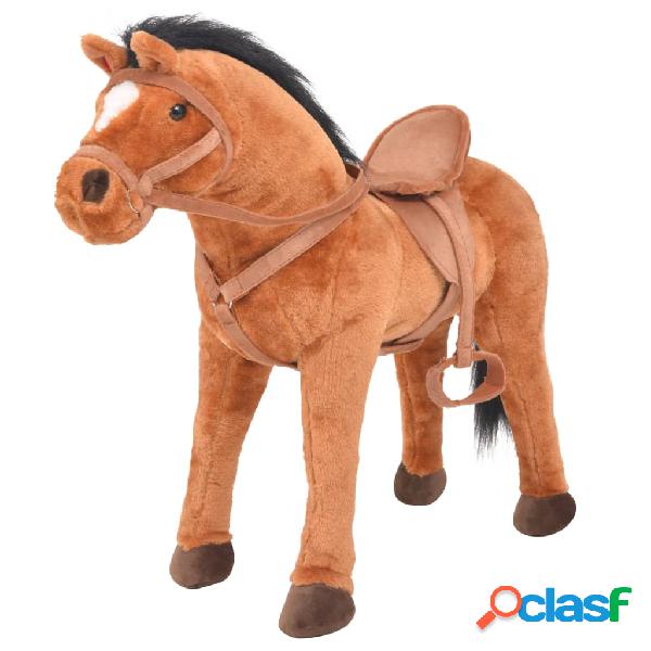 vidaXL Caballo de pie de juguete felpa marrón