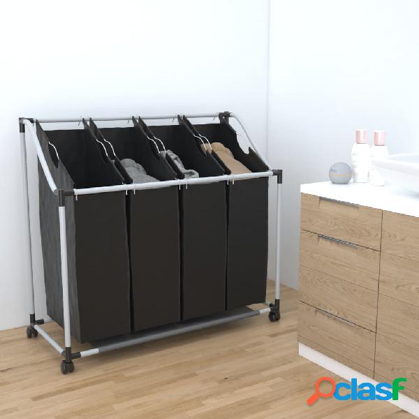 vidaXL Clasificador de lavandería con 4 bolsas de color