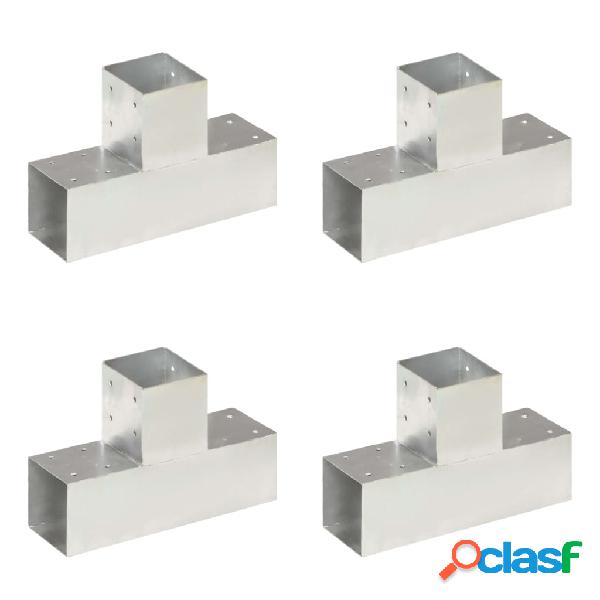 vidaXL Conectores de postes en T 4 uds metal galvanizado
