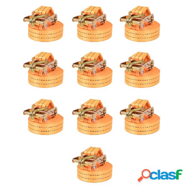 vidaXL Correas de sujeción de trinquete 10 uds 1T 6mx38mm