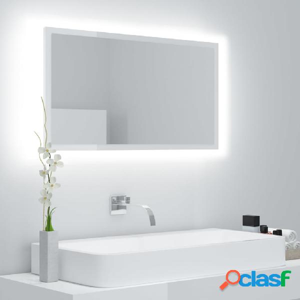 vidaXL Espejo de baño madera contrachapada blanco brillo