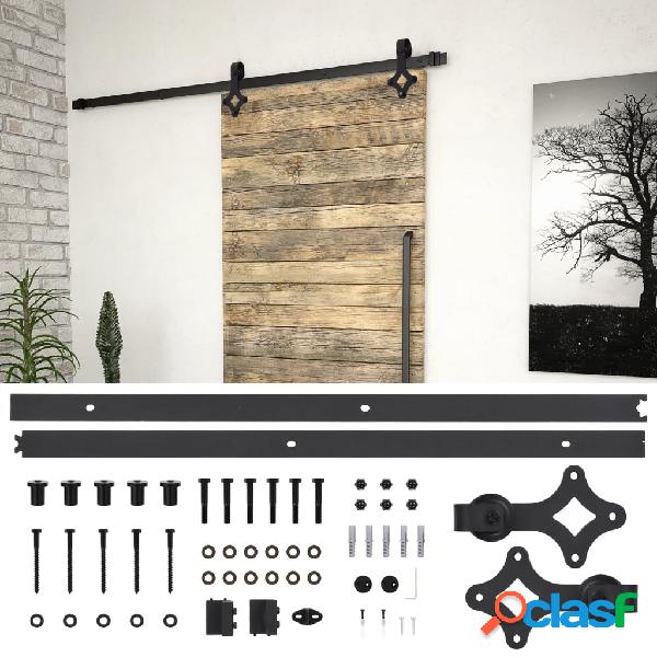 vidaXL Kit de herrajes para puertas correderas acero negro