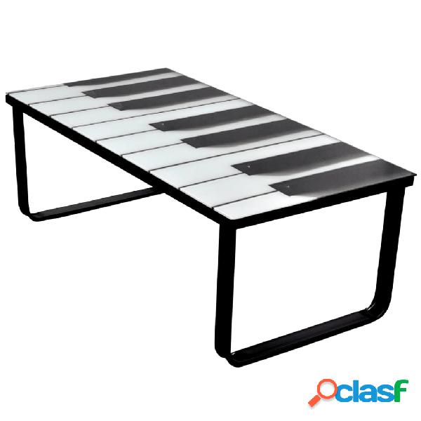 vidaXL Mesa de centro con superficie con dibujo de piano