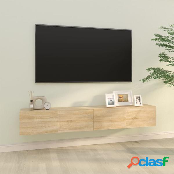 vidaXL Mueble TV de pared 2 uds madera contrachapada roble