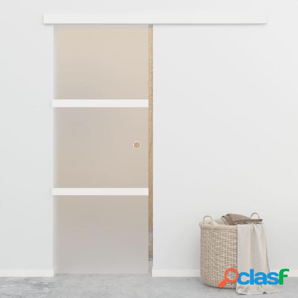 vidaXL Puerta corredera con topes suaves vidrio ESG aluminio