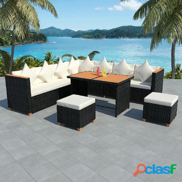 vidaXL Set muebles de jardín 7 piezas y cojines ratán