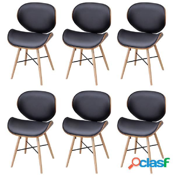 vidaXL Sillas de comedor 6 unidades madera curvada y cuero