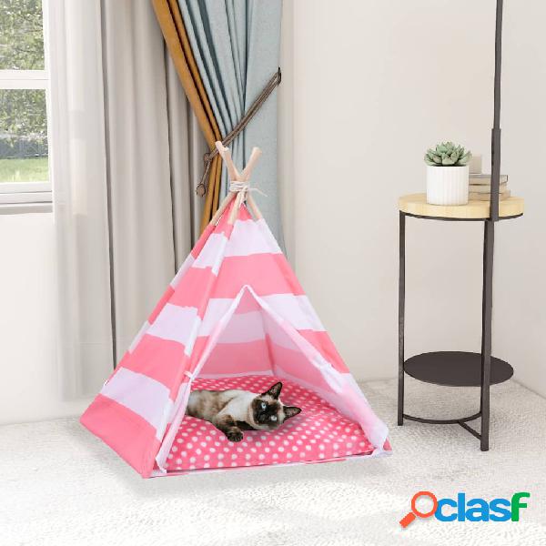 vidaXL Tienda tipi de gato y bolsa piel de melocotón rayas