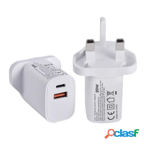 20W 3A PD Quick C-harger 3.0 F-ast C-hargring Adapter con 1