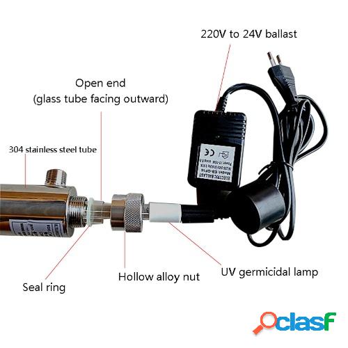 220 V 12 W Acero inoxidable Ultravioleta Purificador de agua