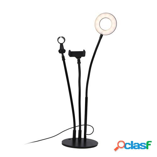 3en1 9cm LED Video de escritorio Anillo de luz Lámpara de