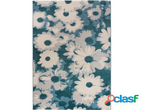 Alfombra con motivos florales - ATTICGO - Monic - Azul,