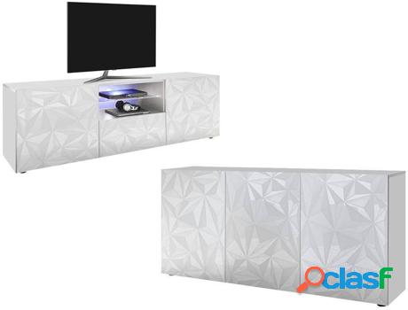 Aparador + Mueble de TV VENTA-UNICA (Blanco - Madera -