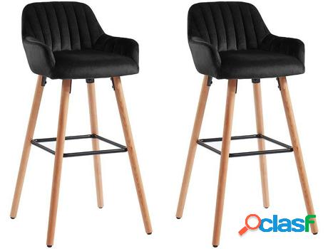 Banco VENTA-UNICA Eleana (Negro - Tejido, Madera, Metal -