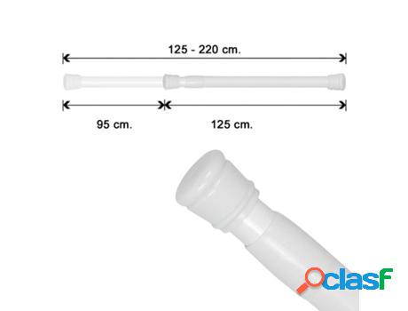 Barra para cortina ducha extensible aluminio blanco125 a 220