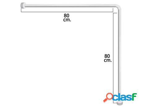 Barra para cortina ducha universal aluminio blanco 80x80 cm.