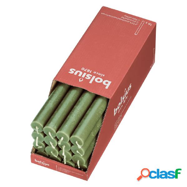 Bolsius Velas de mesa Shine 16 uds verde oliva 27 cm
