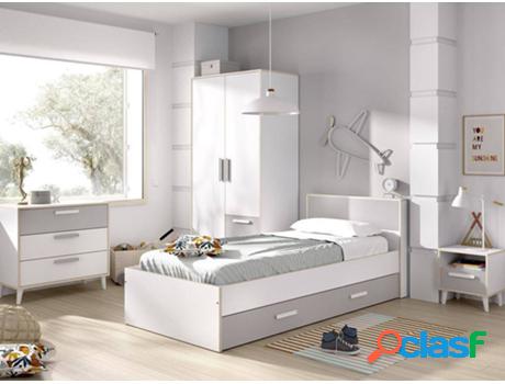 Cama VENTA-UNICA Libona (Gris, Blanco - Madera - 90x190 cm,