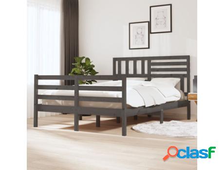Cama VIDAXL Gris Madera (Compatible con Colchón: 195.5 x