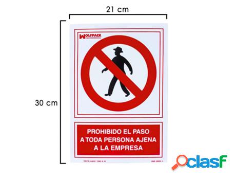 Cartel prohibido el paso persona ajena empresa 30x21 cm.