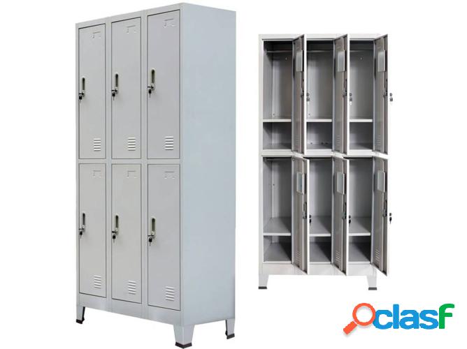Casillero VIDAXL 6 compartimientos Acero Gris (90x45x180 cm)