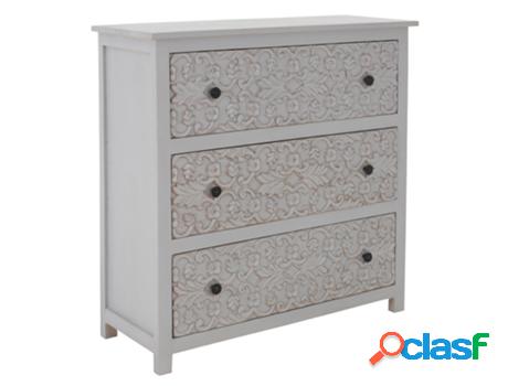Cómoda Con Tres Cajones 88X86X35 cm Madera de Mango Gris