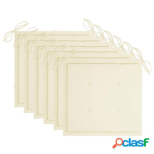 Cojines para silla de jardín 6 uds tela color crema 50x50x4