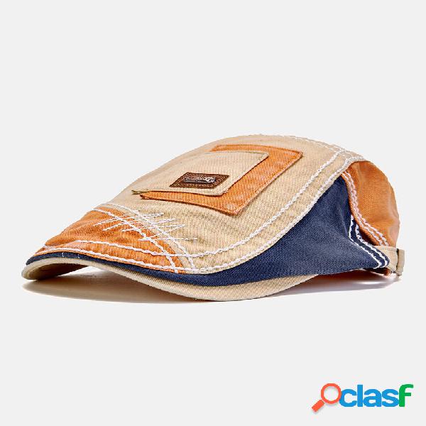 Collrown Hombres Algodón Colorblock Patchwork Transpirable