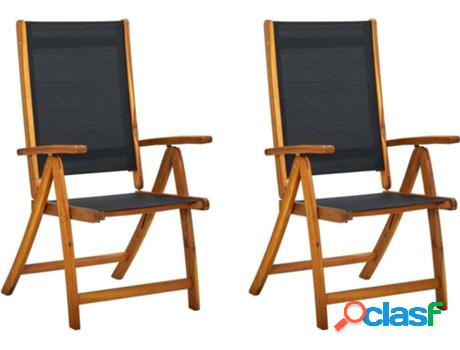 Conjunto 2 Sillas de Jardín Plegable VIDAXL Acacia Maciza y