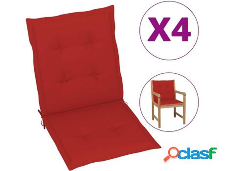 Conjunto 4 Almohadas para Silla de Jardín VIDAXL (Rojo -