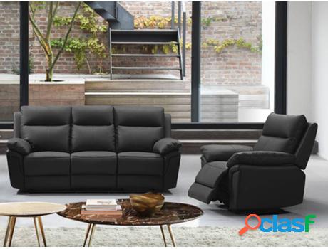 Conjunto Sofá y Sillón VENTA-UNICA Pakita (Piel - Negro -