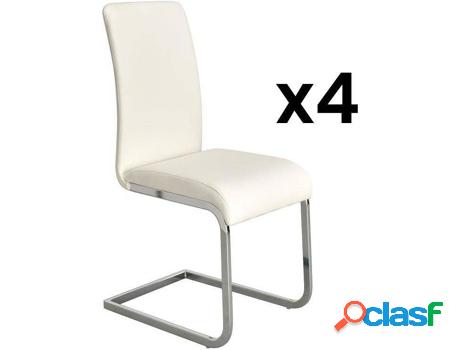 Conjunto de 4 Sillas VENTA-UNICA Lirica (Blanco - Piel