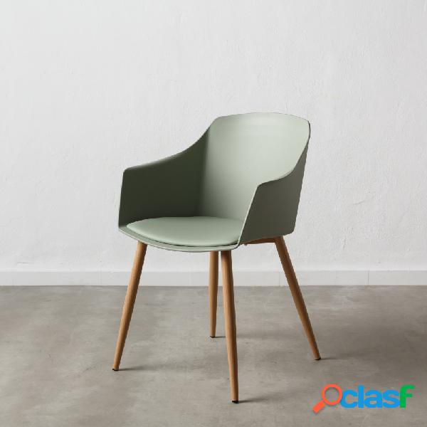 Conjunto de 4 sillas con reposabrazos menta de polipropileno