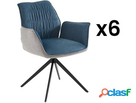 Conjunto de 6 Sillas VENTA-UNICA Marila (Tejido - Gris y