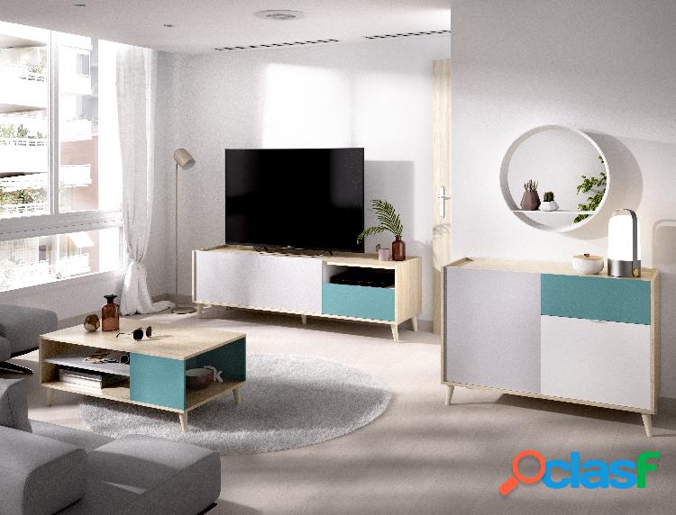 Conjunto de muebles de salón Dekit Nova 2 Natural Esmeralda