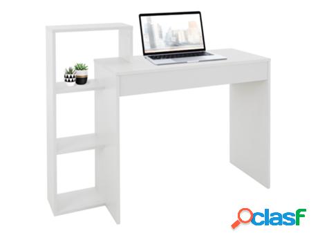 Escritorio Con Estantería 110X72X40 cm Blanco Madera