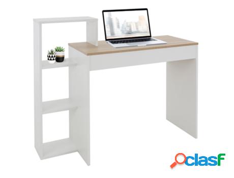 Escritorio Con Estantería 110X72X40 cm Blanco/Madera de
