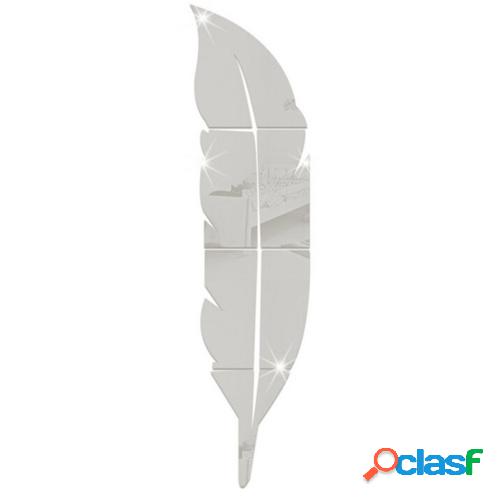 Espejo con forma de pluma Pegatinas de pared Espejo