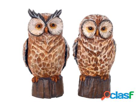 Figura Búho 2 Unidades Marrón de Resina 25*12*14cm Set de