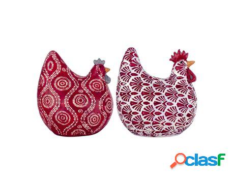 Figura Gallinas 2 Unidades ROJO de Resina 12*8*12cm Figura