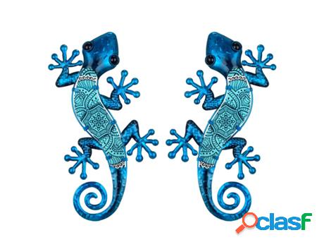 Figura de Animal Azul de Metal y Cristal 1*17*36cm Set de 2