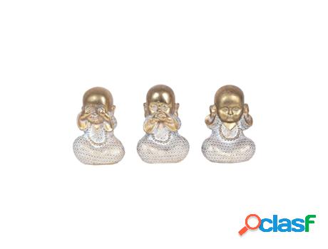 Figura de Buda Blanco de Resina 12*9*8cm Set de 3 Unidades