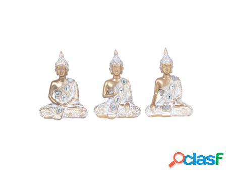 Figura de Buda Blanco de Resina 13*5*10cm Set de 3 Unidades