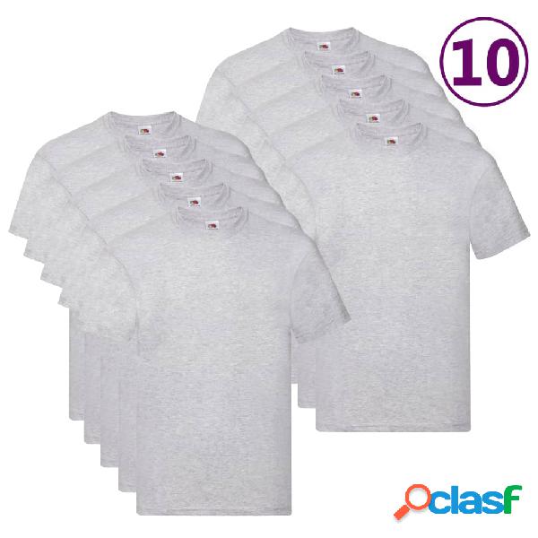 Fruit of the Loom Camisetas originales 10 uds gris S