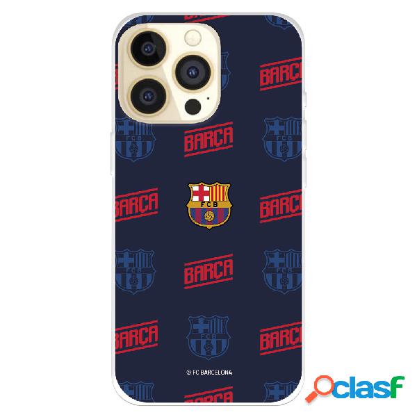 Funda para iPhone 14 Pro del FC Barcelona Escudo Patron Rojo