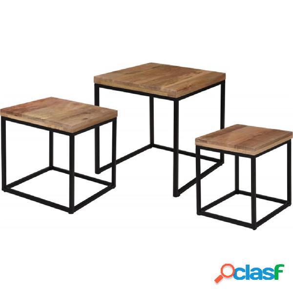 Home&Styling Juego de mesitas 3 piezas madera de mango