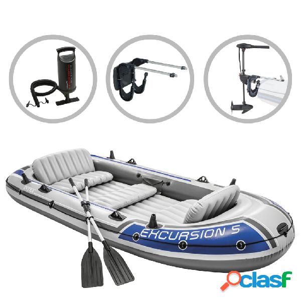 INTEX Barca inflable Excursion 5 con motor de arrastre y