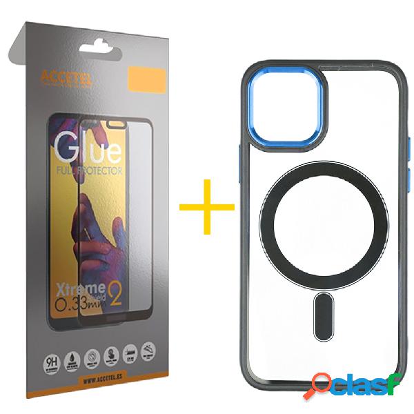 Juego 1 X Película de Vidrio Templado Full y Funda ACCETEL